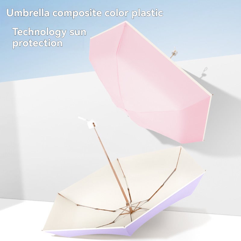 50% off six-bone sunscreen and UV protection parasol, small fresh chrome-plated handle color glue umbrella. - Image 4