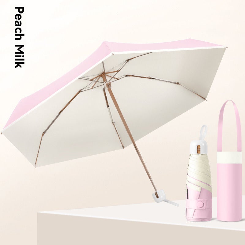 50% off six-bone sunscreen and UV protection parasol, small fresh chrome-plated handle color glue umbrella. - Image 1