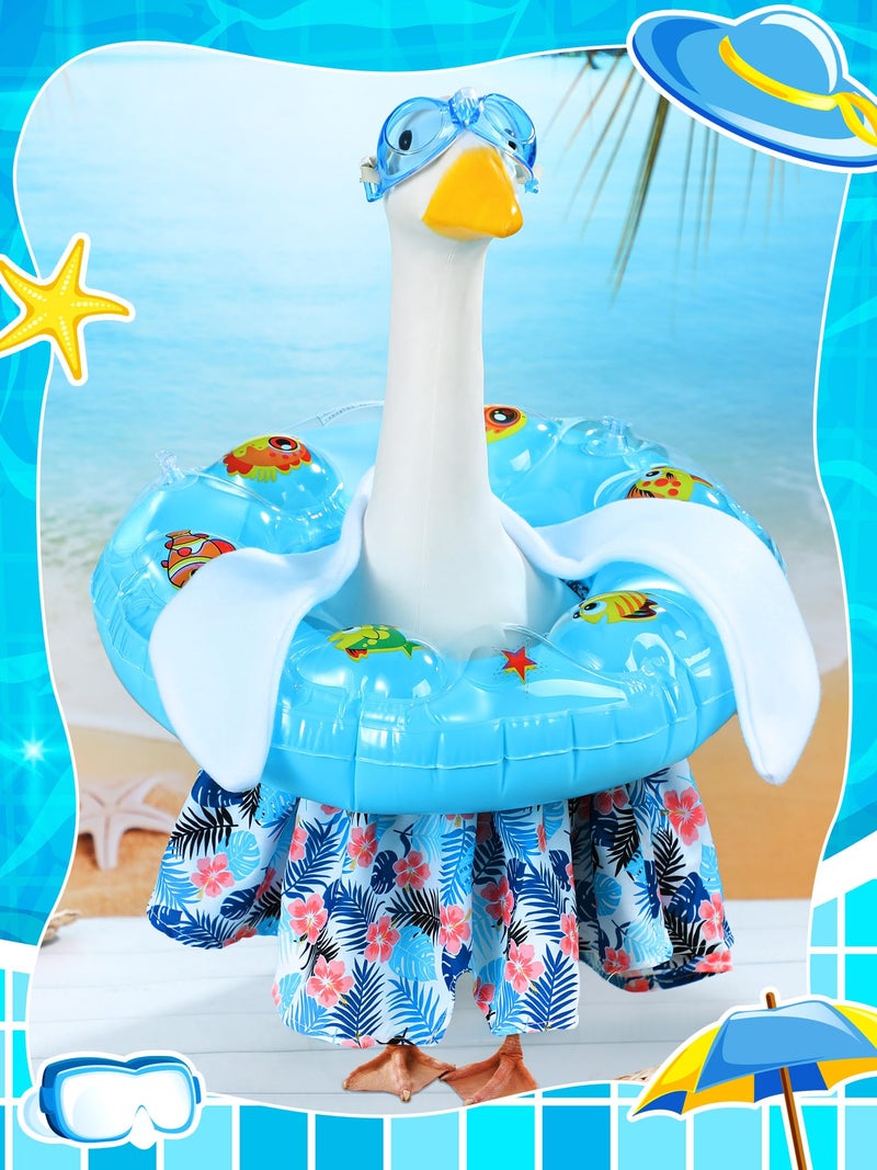 Outus Funny Summer Porch Goose Outfits Set Includes Goggles, Shorts and Swimming Ring Bikini Goose Porch Clothing for Outdoor Swimming Pool Garden Yard Patio Lawn Statue - Image 4