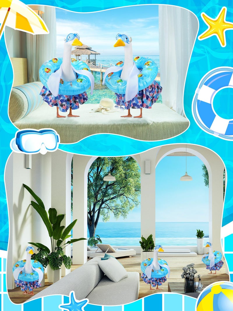 Outus Funny Summer Porch Goose Outfits Set Includes Goggles, Shorts and Swimming Ring Bikini Goose Porch Clothing for Outdoor Swimming Pool Garden Yard Patio Lawn Statue - Image 3