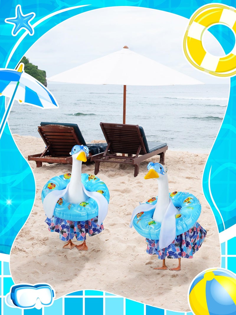 Outus Funny Summer Porch Goose Outfits Set Includes Goggles, Shorts and Swimming Ring Bikini Goose Porch Clothing for Outdoor Swimming Pool Garden Yard Patio Lawn Statue - Image 5