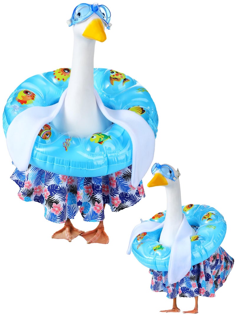 Outus Funny Summer Porch Goose Outfits Set Includes Goggles, Shorts and Swimming Ring Bikini Goose Porch Clothing for Outdoor Swimming Pool Garden Yard Patio Lawn Statue - Image 1