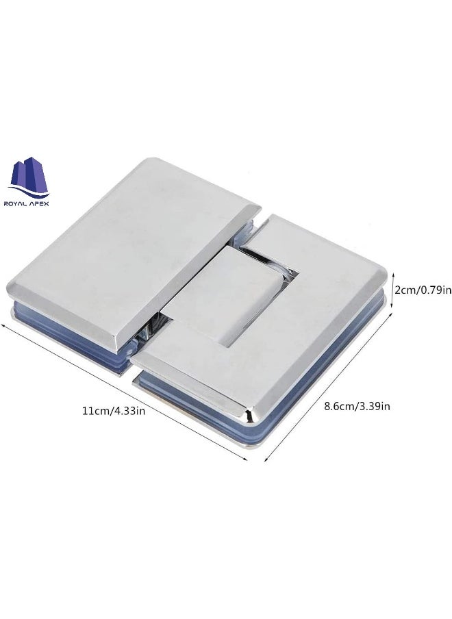 Royal Apex Royal Apex Zinc Glass To Glass Hinges with Closing Angel 180 Degree for Glass Door, Shower Glass Door and Glass Cabinet with Chrome Plated Finish  - Image 4
