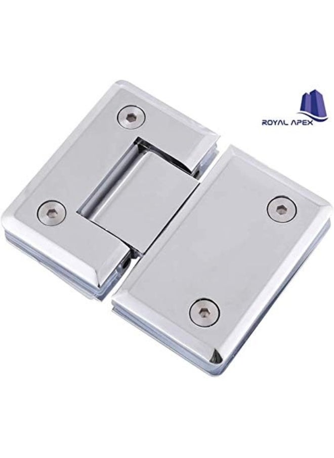 Royal Apex Royal Apex Zinc Glass To Glass Hinges with Closing Angel 180 Degree for Glass Door, Shower Glass Door and Glass Cabinet with Chrome Plated Finish  - Image 2