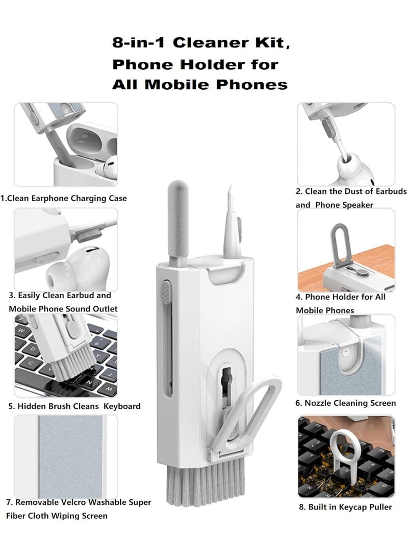 8-in-1 Laptop, Phone, Screen, Keyboard & AirPods Cleaner Kit – Multi-Functional Cleaning Tool for iPad, MacBook, Tablet, Computer, AirPods Pro, Earbuds – with Cell Phone Stand for Office Desk - Image 2