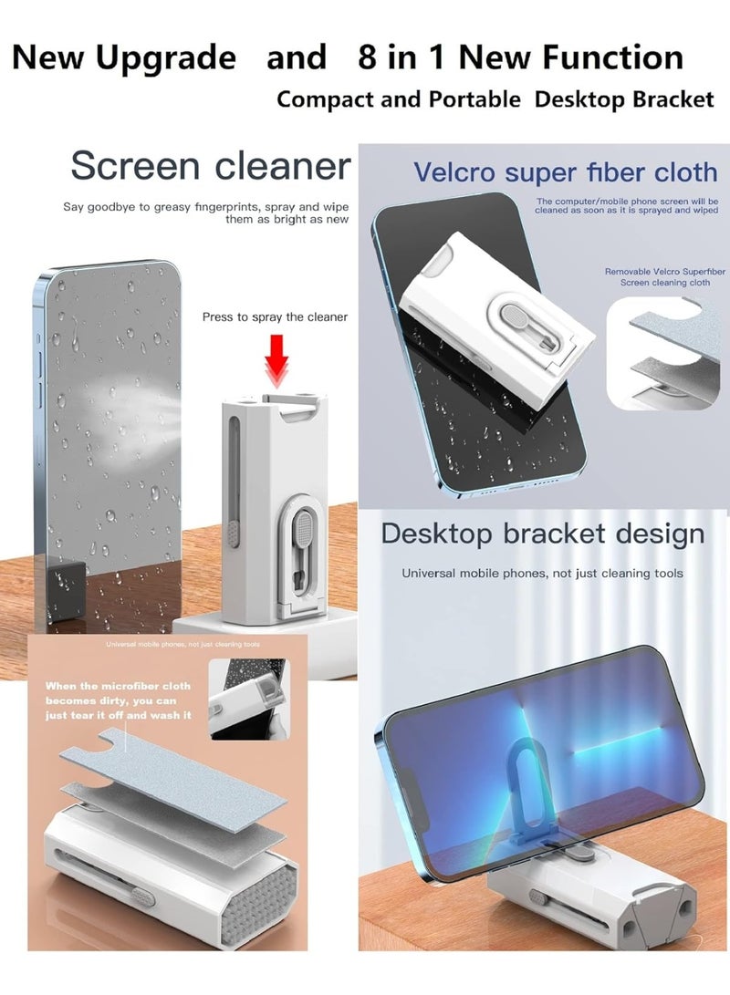 8-in-1 Laptop, Phone, Screen, Keyboard & AirPods Cleaner Kit – Multi-Functional Cleaning Tool for iPad, MacBook, Tablet, Computer, AirPods Pro, Earbuds – with Cell Phone Stand for Office Desk - Image 4