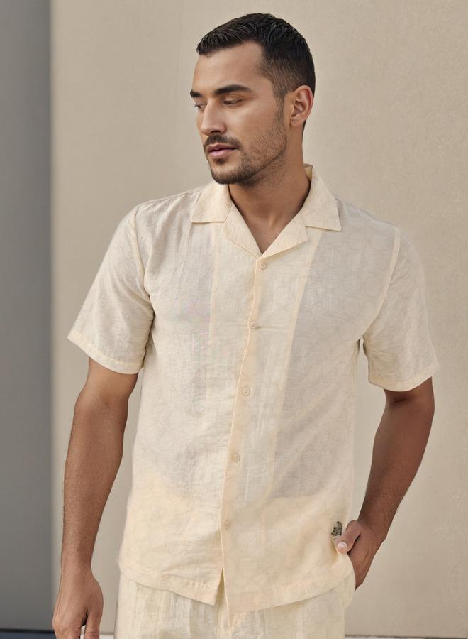 Emperor Regular Fit Logo Print Shirt with Camp Collar - Image 1