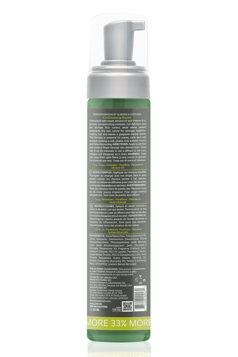 Design Essentials Almond and Avocado Curl Enhancing Hair Mousse for Curly Hair; 10 Oz (Pack of 1) - Image 3