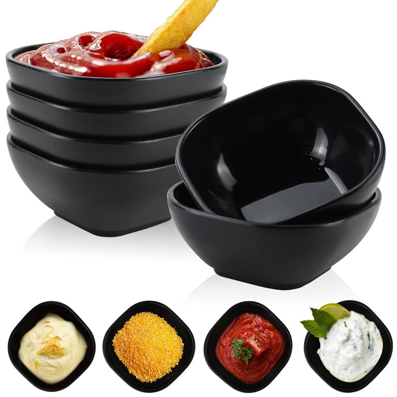 Wrova 6 pack wheat straw dipping bowls 5oz,alternative plastic soy sauce dishes,unbreakable small dessert bowls microwave and dishwasher safe for snack,sushi,condiment (Black Series) - Image 1