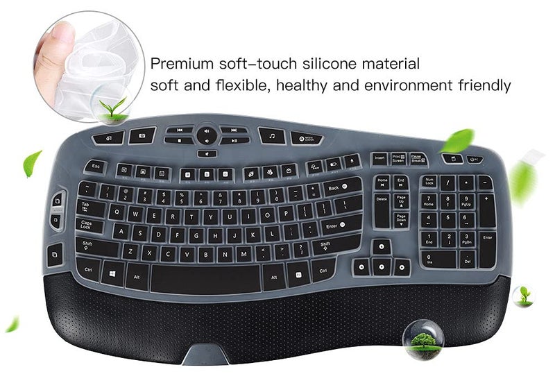 imComor Keyboard Cover for Logitech K350 MK570 MK550 Keyboard Skin for Logitech K350 MK550 MK570 Wireless Wave Keyboard Cover Protective Skin, Logitech K350 MK550 MK570 Accessories, Black - Image 4