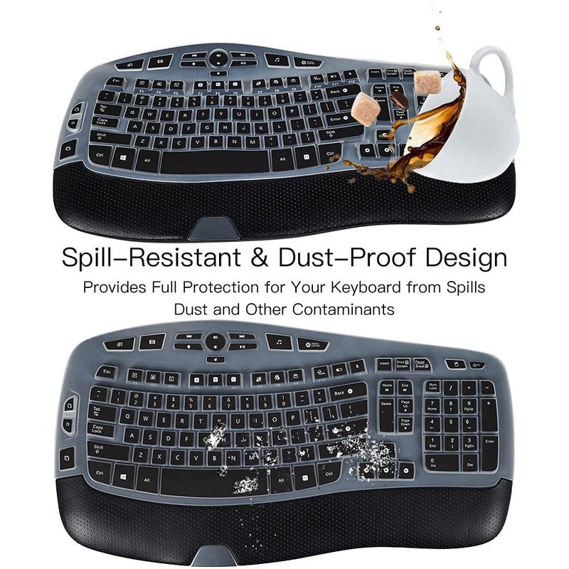imComor Keyboard Cover for Logitech K350 MK570 MK550 Keyboard Skin for Logitech K350 MK550 MK570 Wireless Wave Keyboard Cover Protective Skin, Logitech K350 MK550 MK570 Accessories, Black - Image 5