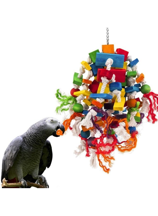 Mumoo Bear Large and Small Parrot Toy - Multicolored Wooden Blocks Tearing Toys - Image 1