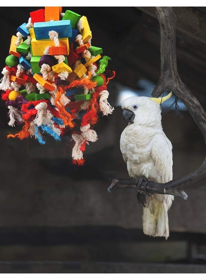 Mumoo Bear Large and Small Parrot Toy - Multicolored Wooden Blocks Tearing Toys - Image 4