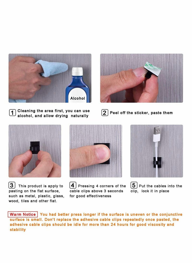 SYOSI 100 Pcs Adhesive Cable Clips Upgraded Multifunctional Cord Holder Wire Organizer Cable Clamp for Car Office and Home Cable Management - Image 2