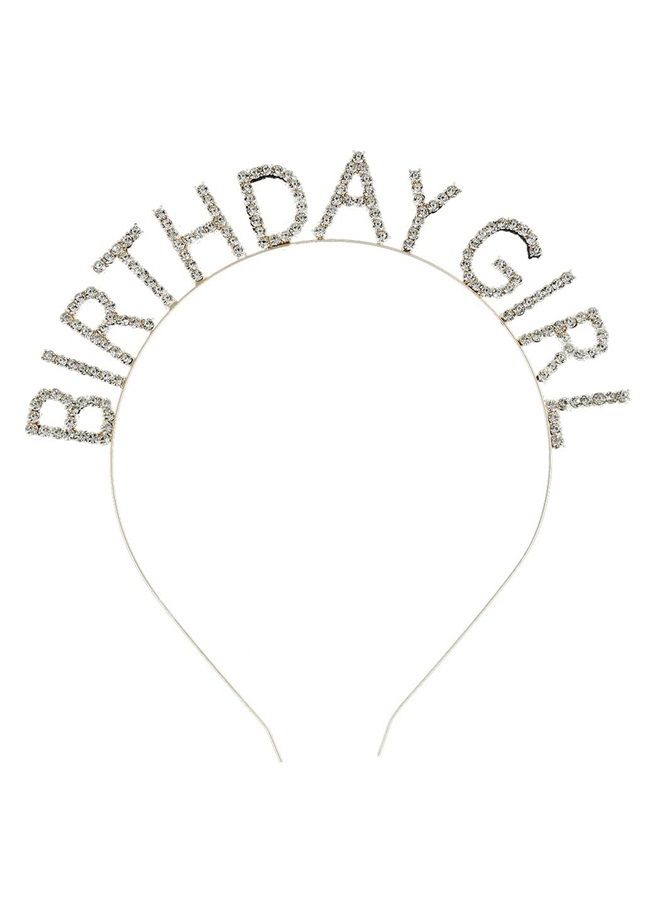 Kilshye Birthday Girl Tiara Headband Gold Rhinestones Crown Party Costume Hairpiece Happy Birthday Hair Accessories for Women and Girls (B-Gold) - Image 1