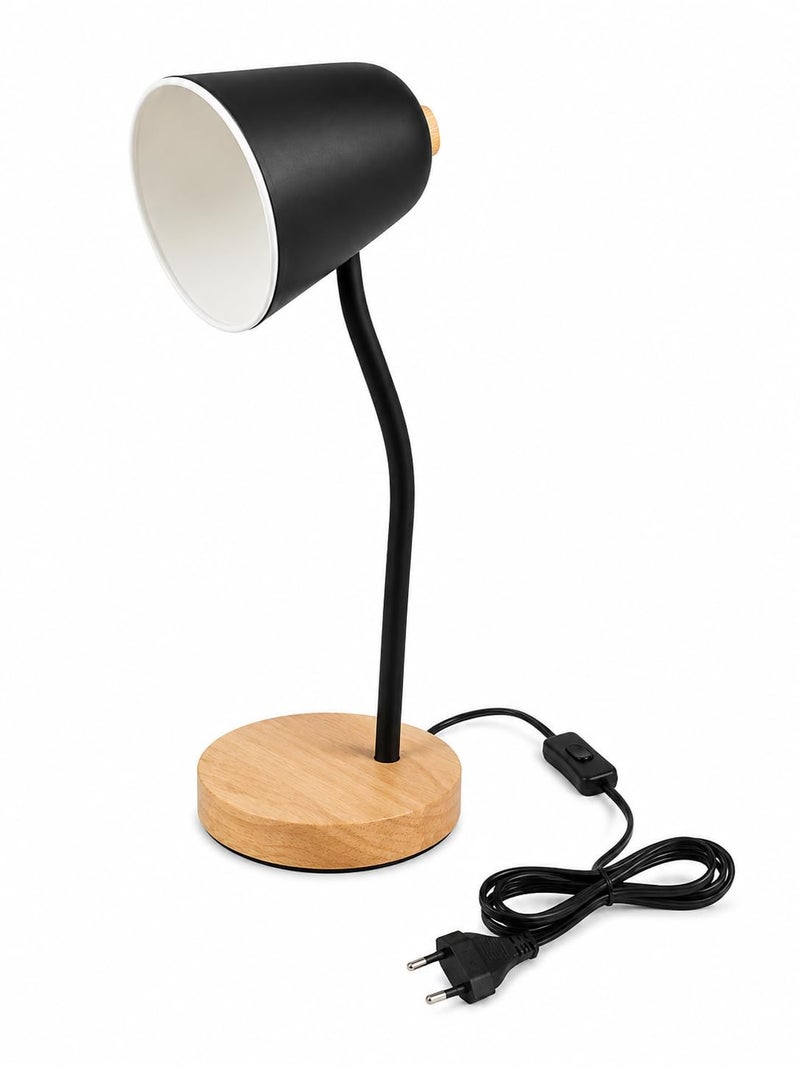 Modern LED Desk Lamp Black and Wooden Base - Reading and Study Lamp Eye Comfort Light Elegant Luxury Design - Image 1