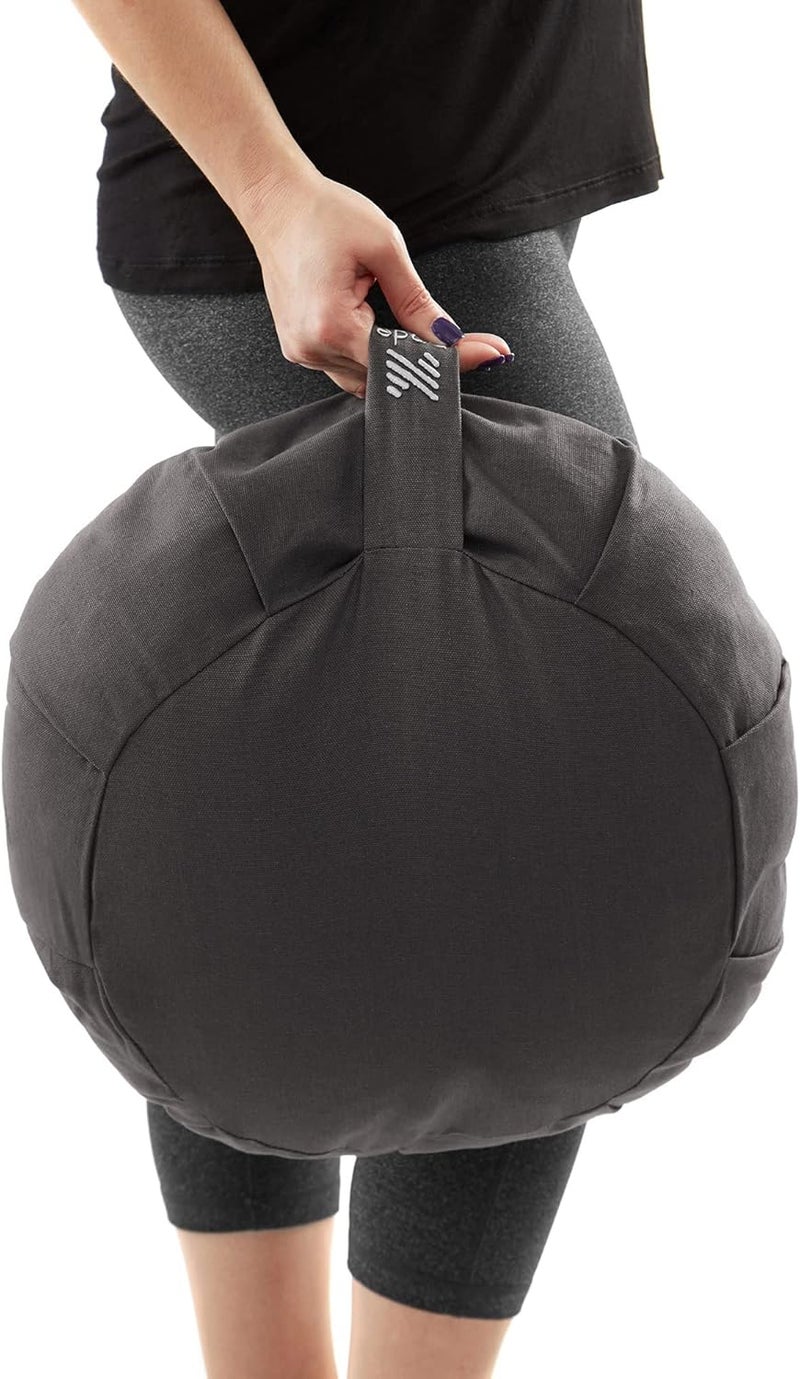 Node Fitness Zafu Meditation Cushion, 15" Round Buckwheat Yoga Pillow with Organic Cotton Cover - Image 5