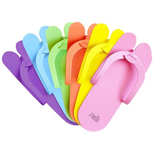 ZMOI Disposable Pedicure Slippers 24 Pairs Anti-Slip - EVA Foam One Size Fits All Flip Flops - Comfortable and Safe - Fun Colors Ideal Spa, Nail Salon - Image 1