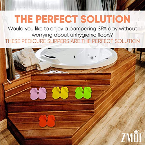 ZMOI Disposable Pedicure Slippers 24 Pairs Anti-Slip - EVA Foam One Size Fits All Flip Flops - Comfortable and Safe - Fun Colors Ideal Spa, Nail Salon - Image 5