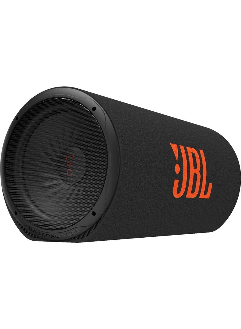 JBL BassPro Tube 12 Inch (30 cm) Active Subwoofer, 450W Max Class-D Amplified Bass Tube, Patented Slipstream Deep Bass Port, Powerful Car Bass System with Remote Control – Complete Amplified Solution - Image 1