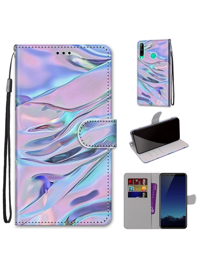 زبون جراب لهاتف Huawei P40 Lite E / Y7p، جراب جلدي من البولي يوريثان بتصميم متقاطع ملون، مع حامل وفتحات للبطاقات ومحفظة وحبل تعليق - Image 1