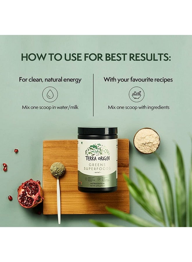 Terra Origin Greens Powder For Immune Defense And Digestive Support ; With Spirulina Probiotics Organic Vegetables Digestive Enzymes ; Nongmo ; 30 Servings ; Mint Flavor - Image 4
