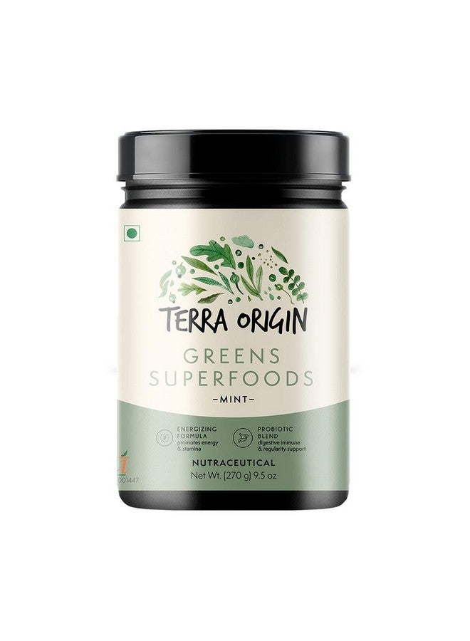 Terra Origin Greens Powder For Immune Defense And Digestive Support ; With Spirulina Probiotics Organic Vegetables Digestive Enzymes ; Nongmo ; 30 Servings ; Mint Flavor - Image 1