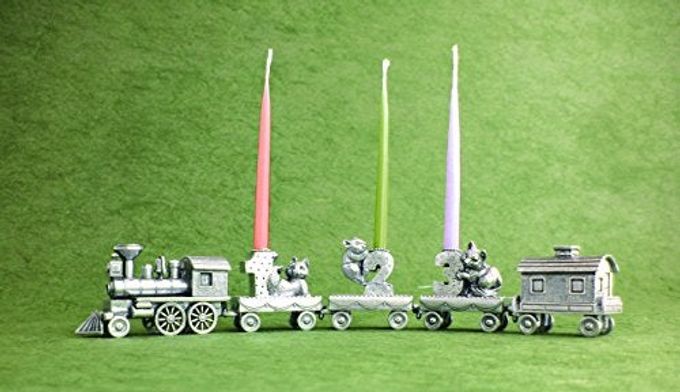 Danforth Birthday Train Engine  Candleholder Handcrafted Pewter Birthday Party Decorations  1 1/2" Tall by 2 1/2" Wide, Made in USA - Image 2