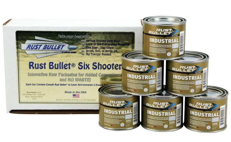 RUST BULLET Industrial - Metallic Gray - Six Shooter (6) 4 Oz Kit - Rust Preventative Coating for Industrial, Marine, Home and Farm Projects, Chip and UV Resistant, Durable Finish - Image 1