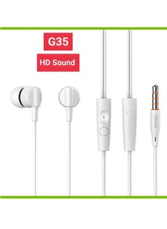 Generic Celebrat G35 Wired Earphones with HiFi Sound Quality, Built-in Mic, Multifunction Button - WHITE  - Image 3