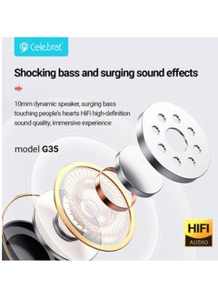 Generic Celebrat G35 Wired Earphones with HiFi Sound Quality, Built-in Mic, Multifunction Button - WHITE  - Image 4