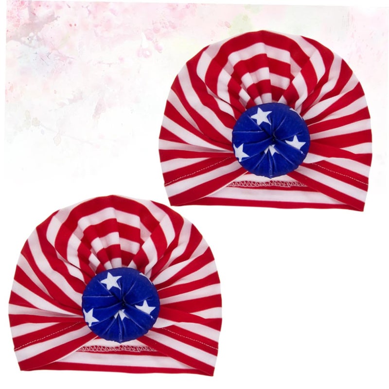 Soft Red Cotton Knitted Striped American Flag Hats For Newborn Baby 2 Pack - Image 5