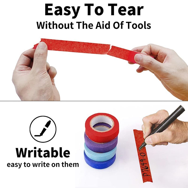 Colored Masking Tape, Color Painters Tape, 8 Rolls 1 inch Wide x 14 Yards Each, Colorful Paper Tapes Colors for Labeling Packing, Painter Tape Variety Pack, Craft Tape - Image 2