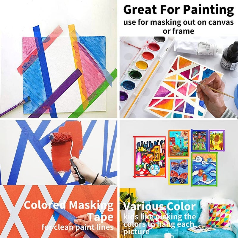 Colored Masking Tape, Color Painters Tape, 8 Rolls 1 inch Wide x 14 Yards Each, Colorful Paper Tapes Colors for Labeling Packing, Painter Tape Variety Pack, Craft Tape - Image 3