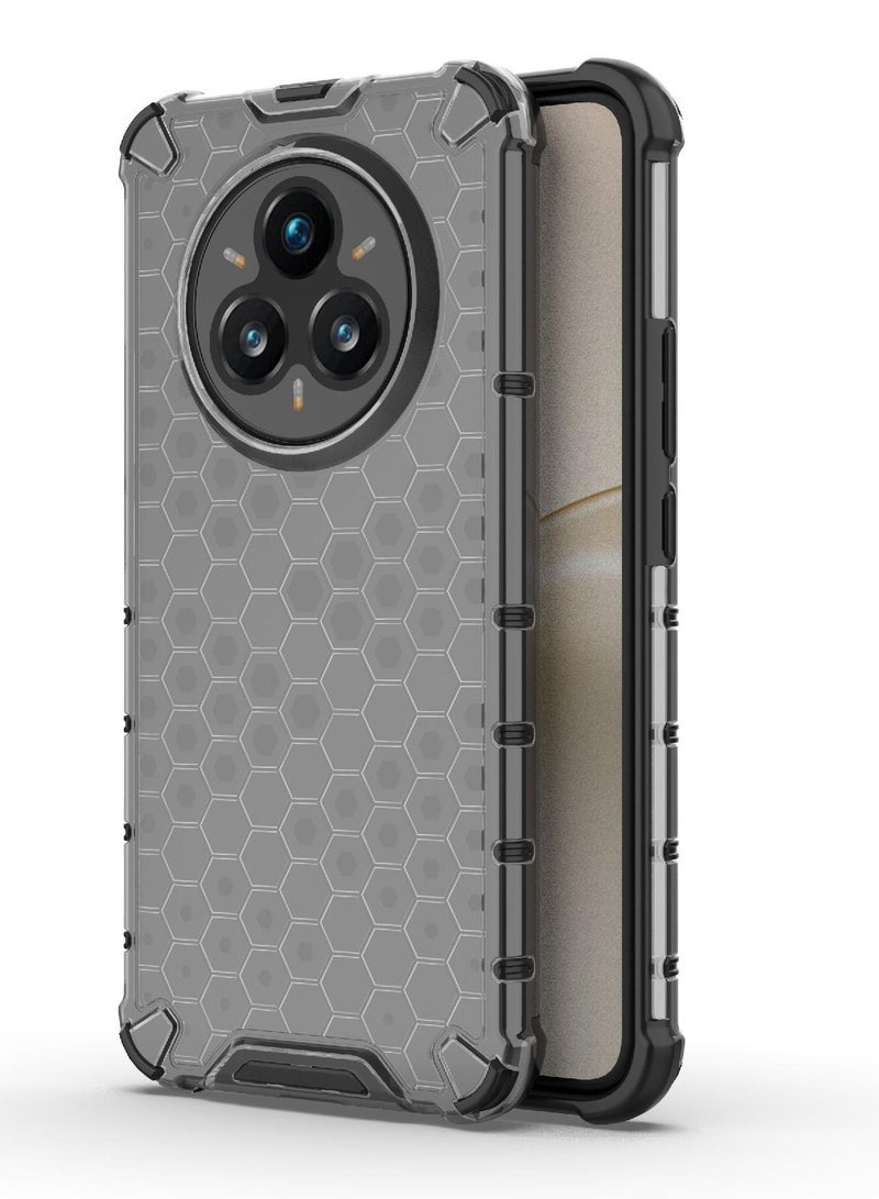 Case Cover Honeycomb Case Shockproof Camera Protection Cover Compatible with Realme 14 Pro Plus (Grey & Black) - Image 1