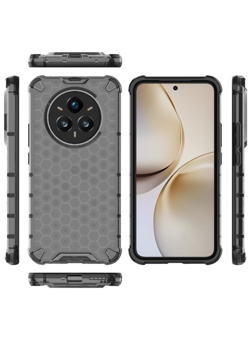 Case Cover Honeycomb Case Shockproof Camera Protection Cover Compatible with Realme 14 Pro Plus (Grey & Black) - Image 3