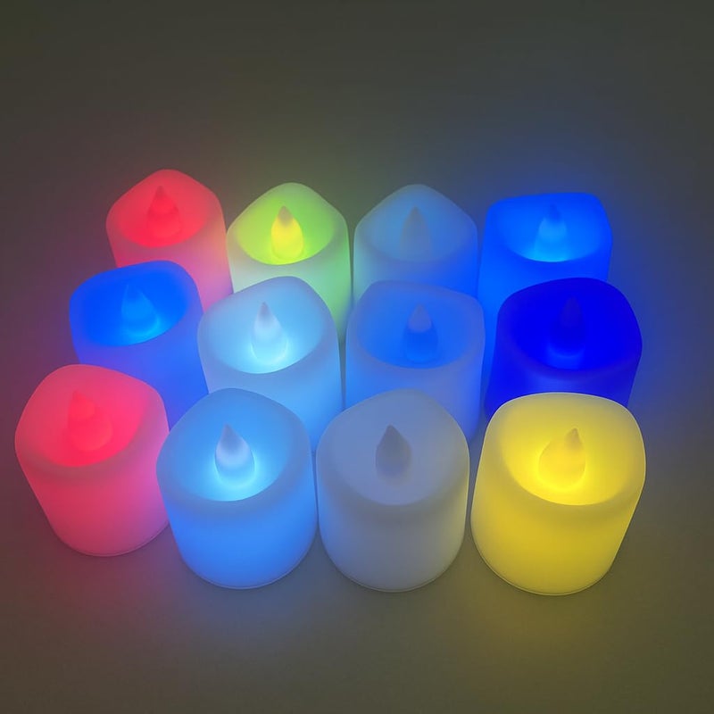 KD 24 Pcs LED Multi Tea Light Candles | Flameless & Smokeless | Decorative Acrylic Candle Home Décor, Deepawali, Diwali Decor, Navratri, Gifting, Festival Decoration (Candle Multi Pack of 24) - Image 3