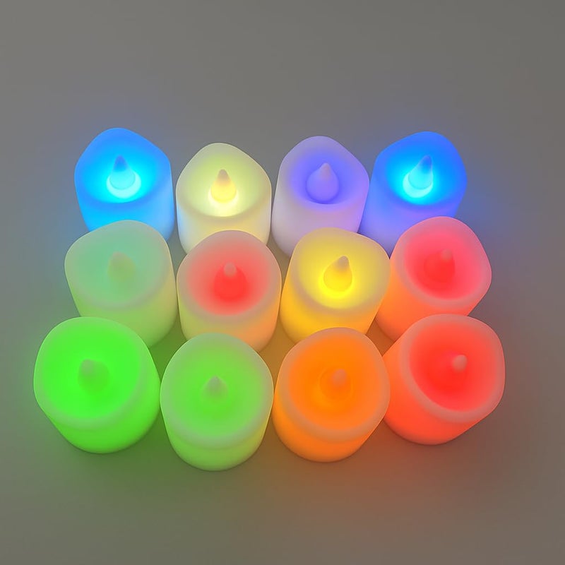 KD 24 Pcs LED Multi Tea Light Candles | Flameless & Smokeless | Decorative Acrylic Candle Home Décor, Deepawali, Diwali Decor, Navratri, Gifting, Festival Decoration (Candle Multi Pack of 24) - Image 4