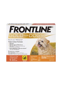 Frontline Gold Flea & Tick Treatment For Small Dogs Up To 5 To 22 Lbs. Pack Of 3  - Image 1