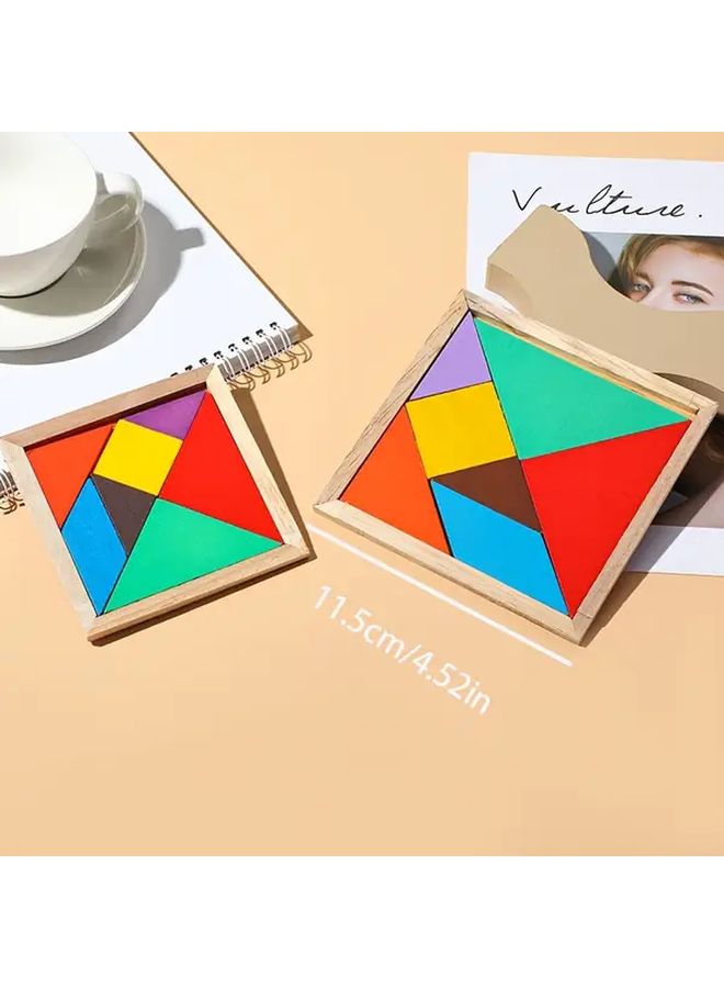 8 قطع DIY لعبة تعليمية مجموعة ألغاز مكعبات بناء الأشكال الهندسية مع لوح خشبي - Image 2