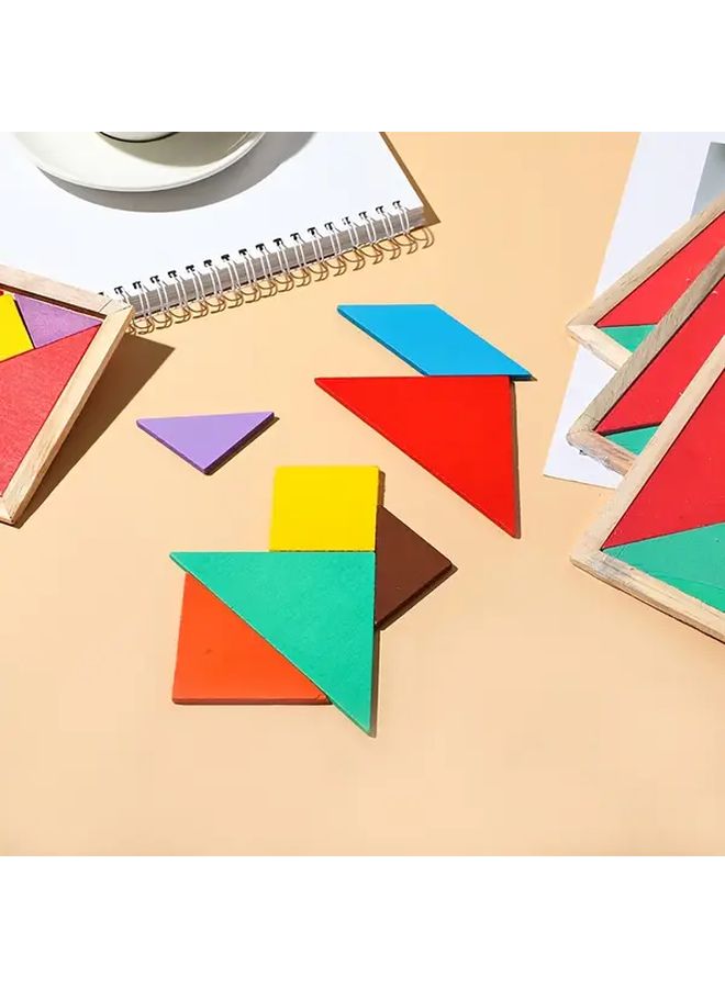 8 قطع DIY لعبة تعليمية مجموعة ألغاز مكعبات بناء الأشكال الهندسية مع لوح خشبي - Image 5