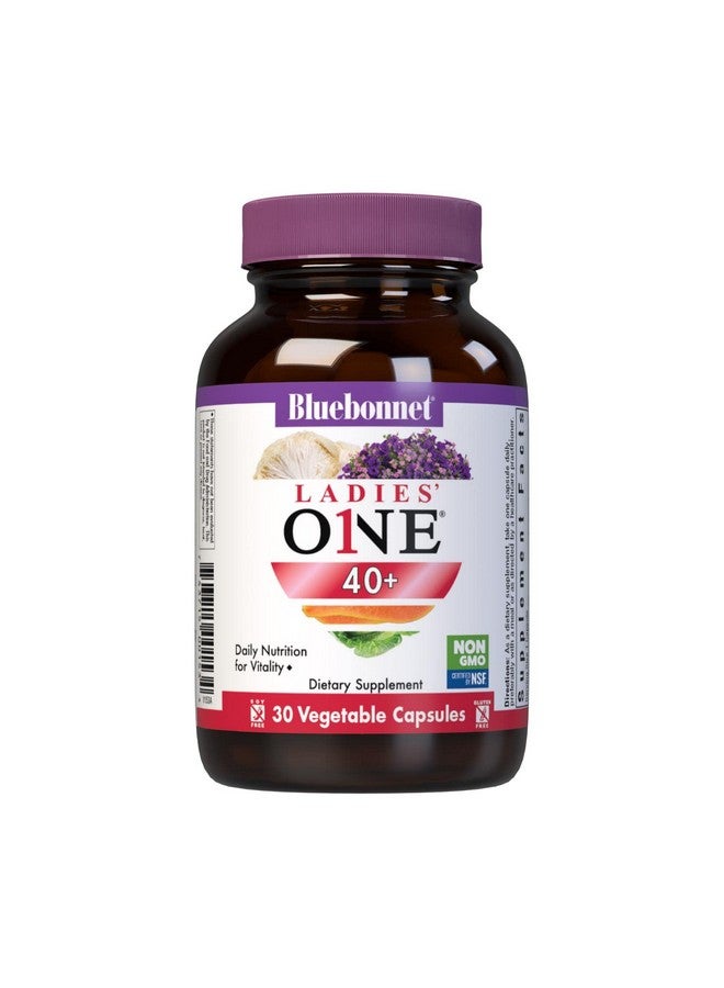Bluebonnet Nutrition Ladies’ ONE 40+ Whole Food-Bed Multiple, Women Multivitamin for Women 40+, Soy-Free, Non-GMO, Gluten Free, 30 Vegetable Capsules, 30 Servings - Image 1