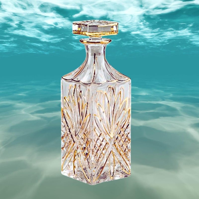 FALKOR Luxury Glassware - Poseidon Decanter Elegant Classy Decanter with Gold Styling- Drinking Party Accessory - for Whiskey, Liquor, Scotch, Bourbon, Vodka or Wine ? 700 ML - Image 1