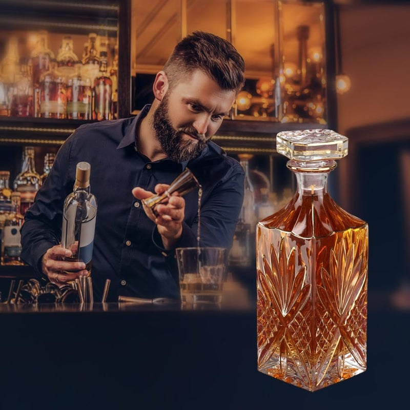 FALKOR Luxury Glassware - Poseidon Decanter Elegant Classy Decanter with Gold Styling- Drinking Party Accessory - for Whiskey, Liquor, Scotch, Bourbon, Vodka or Wine ? 700 ML - Image 4