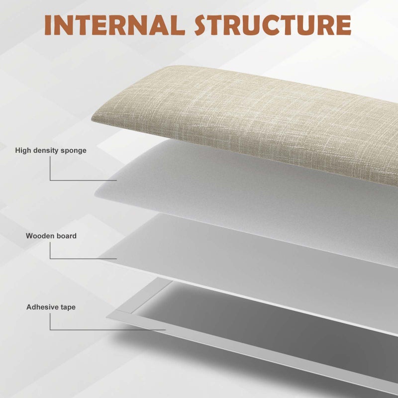 IFNOW Upholstered Wall Mounted Headboard, 3D Soundproof Wall Panels Peel and Stick for Queen Size, Reusable and Removable Tufted Bed Headboard in Beige (9 Panels, 10" x 24") - Image 3