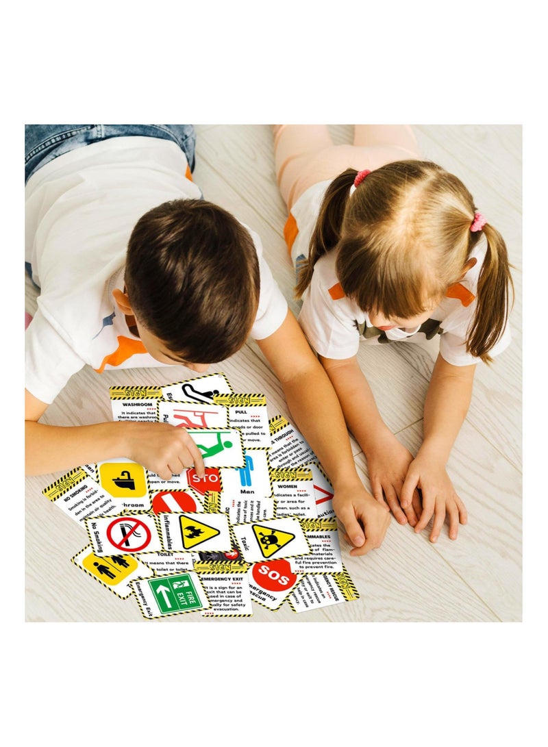 SOLARAE 50pcs Educational Board Cards, Traffic Signs Game Kids Learning Toys Flashcards Memory Game Cards Educational Game Road Signs Game Preschool Board Game Road Safety Game for Kids Boys and Girls - Image 5