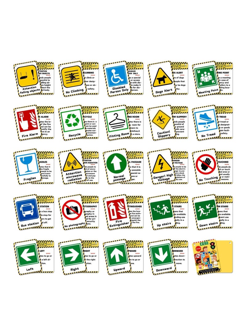 SOLARAE 50pcs Educational Board Cards, Traffic Signs Game Kids Learning Toys Flashcards Memory Game Cards Educational Game Road Signs Game Preschool Board Game Road Safety Game for Kids Boys and Girls - Image 2