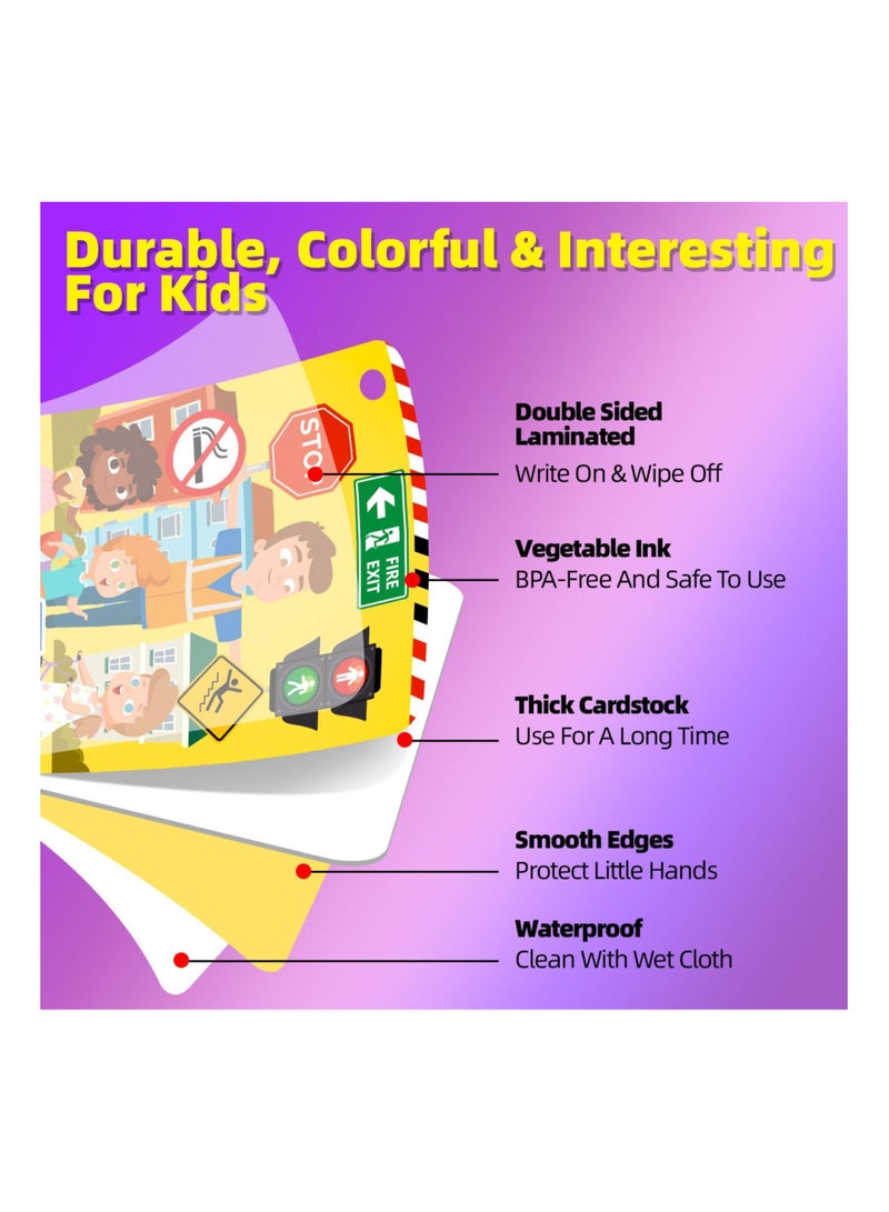 SOLARAE 50pcs Educational Board Cards, Traffic Signs Game Kids Learning Toys Flashcards Memory Game Cards Educational Game Road Signs Game Preschool Board Game Road Safety Game for Kids Boys and Girls - Image 3