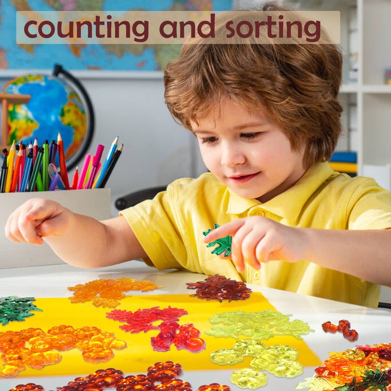 Haddiy Fall Vase Filler 165 Pcs Acrylic Pumpkin Leaves Acorn Gems Sensory Bin Fillers For Thanksgiving Centerpieces Table Decorations Table Scatters Preschool Counting And Thanksgiving Craft - Image 4