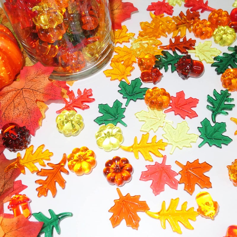 Haddiy Fall Vase Filler 165 Pcs Acrylic Pumpkin Leaves Acorn Gems Sensory Bin Fillers For Thanksgiving Centerpieces Table Decorations Table Scatters Preschool Counting And Thanksgiving Craft - Image 3